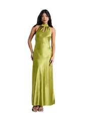 ウエアハウス レディース トップス ワンピース サテン マキシ Warehouse Satin Tie Neck Cowl Maxi Dress Olive オリーブのサムネイル