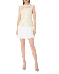 ミリー レディース トップス ワンピース プリーツ ミニ MILLY Maggie Pleated Mini Dress Ecru エクリュのサムネイル