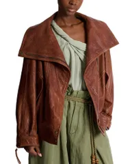 バルマン レディース アウター ジャケット・ブルゾン Balmain Lambskin Bomber Jacket Brown ブラウンのサムネイル
