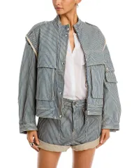 イザベルマランエトワール レディース アウター ジャケット・ブルゾン Isabel Marant Etoiledany Railroad Stripe Jacket BlueWhite ホワイトのサムネイル
