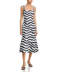 ミリー レディース トップス ワンピース プリント ミディ MILLY Liorah Printed Midi Dress Navywhite ホワイトのサムネイル