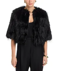 ビーシービージーマックスアズリア レディース トップス シャツ BCBGMAXAZRIA Faux Fur Shrug Black ブラックのサムネイル