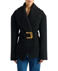バルマン レディース アウター コート ウール Balmain Belted Wool Pea Coat Black ブラックのサムネイル
