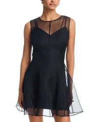 ミリー レディース トップス ワンピース ミニ MILLY Ophelia Organza Mini Dress Black ブラックのサムネイル