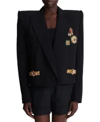 バルマン レディース アウター ジャケット・ブルゾン 刺繍 クロップド Balmain Cropped Embroide red Jacket Black ブラックのサムネイル