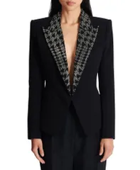 バルマン レディース アウター ジャケット・ブルゾン 刺繍 Balmain Embroide red 6Button Jacket Black ブラックのサムネイル