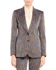 エトロ レディース アウター ジャケット・ブルゾン Etro Paisley Peak Lapel Fitted Jacket Multi ColorBlue ブルーのサムネイル
