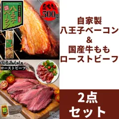 国産牛モモローストビーフ 350～400ｇ (1パック)（トリュフソース付）＆自家製 国産豚使用 八王子ベーコン ブロック 500ｇ (1パック)　商品NO.　71730  42243のサムネイル