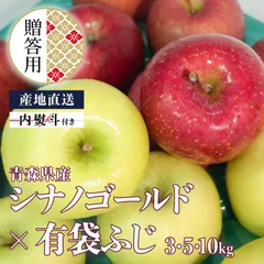 贈答用 青森県産 りんご シナノゴールド×有袋ふじ 10kg 送料無料 産地直送のサムネイル