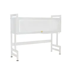 水切りラック シンク上 2段 扉つき 耐荷重30kg 収納ホルダー5点セット （高さ80cm / 横幅85cm  ホワイト ）のサムネイル