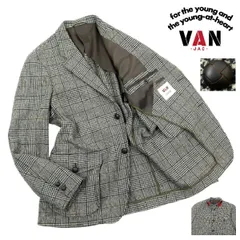 【S3854】【新品同様】【2WAY】VAN JAC ヴァンヂャケット テーラードジャケット ウールジャケット 千鳥格子柄 サイズLのサムネイル