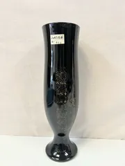 高級 みゆき花器 【寿ー811】 黒塗 金散らし 陶器製 ロング花瓶 華道 生け花のサムネイル