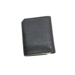 【中古】ラルコバレーノ L'arcobaleno レザー スマートカードウォレット 二つ折り財布 ブラックxイエロー【メンズ】のサムネイル