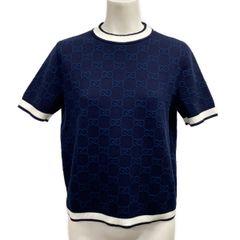 GUCCI GGロゴ 半袖ニット ライトブルー GUCCI GGロゴ 半袖ニット ライトブルー - メルカリ