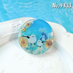 シマエナガとイルカのレジンヘアゴム 夏 海 ひまわり パーツ変更可
