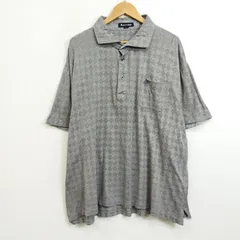 Aquascutum アクアスキュータム 半袖 ポロシャツ 総柄 アーガイル 日本製 コットン グレー系 4L 大きいサイズ G207のサムネイル