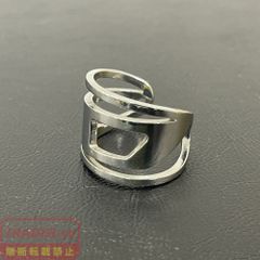 07w1954 DIESEL Logo Band Ring, Unisex Jewelry, Stainless Steel, Size 20 (Used)