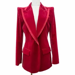 美品△GUCCI グッチ 673899 ベルベット ピークドラペル シングルジャケット テーラードジャケット レッド 40 伊製 正規品 ハンガー付きのサムネイル