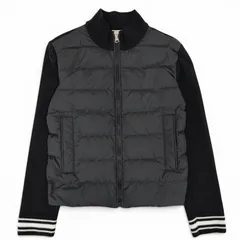 極美品△MONCLER モンクレール 2024年製 ロゴワッペン ニット切替 ジップアップ ダウンジャケット ブラック 10anni 140cm 正規品 キッズのサムネイル