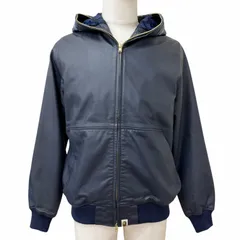 美品□A BATHING APE ア ベイシング エイプ LEATHER SHARK HOODIE JACKET シャークパーカー レザージャケット ネイビー M 正規品 メンズのサムネイル