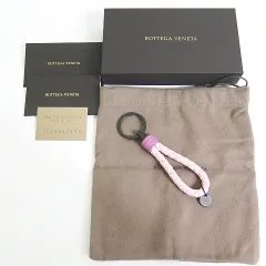 ボッテガヴェネタ BOTTEGA VENETA イントレチャート キーリング チャーム レザー ライトピンク 2sa7440のサムネイル