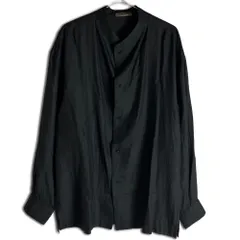 【美品 80s】ISSEY MIYAKE MEN 筆タグ ノーカラー シルクシャツ ドレープ ブラック イッセイミヤケメン 2000000026282のサムネイル