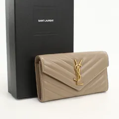 SAINT LAURENT サンローラン ラージ フラップウォレット カサンドラ 372264 長財布二折/ラムスキン【中古】 レディースのサムネイル