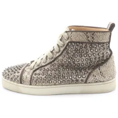 CHRISTIAN LOUBOUTIN (クリスチャンルブタン) ルゥスパイクス ラメ入り グリッター スタッズ レザーハイカットスニーカー ブラウンのサムネイル