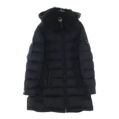 PRADA (プラダ) トライアングルロゴ 三角プレート シープファー ナイロン ロング ダウンジャケット コート ブラック レディース 291705 R202のサムネイル