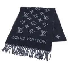 LOUIS VUITTON (ルイヴィトン) オール アバウト モノグラム フリンジ マフラー ストール ブラック M79225のサムネイル