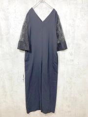 美品 アダムエロペ レーススリーブロンパース オールインワン Vネック