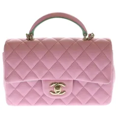 CHANEL (シャネル) トップハンドル ミニフラップバック チェーンショルダー ラムスキン ピンクAS2431のサムネイル