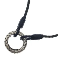 BOTTEGA VENETA (ボッテガヴェネタ) イントレチャート レザーネックレス チョーカー 革紐 SILVER925 ブラック/シルバーのサムネイル