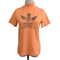 カステルバジャック CASTELBAJAC カットソー Tシャツ プルオーバー ハイネック スポーツウェア プリント ロゴ 総柄 半袖 2 オレンジ 青 ブルーのサムネイル