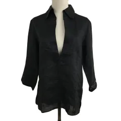 ボディドレッシングデラックス BODY DRESSING Deluxe シャツ ブラウス プルオーバー スキッパー リネン 無地 長袖 9 黒 ブラックのサムネイル