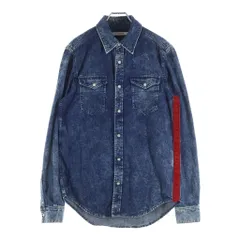 GIVENCHY (ジバンシィ) サイドテープロゴ デニム長袖シャツ スナップボタン ブルー BM608Y5080のサムネイル