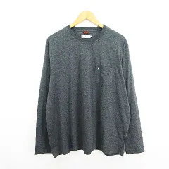 ハッシュパピー Hush Puppies Tシャツ カットソー 長袖 クルーネック ロゴ 胸ポケット 3L ダークグレー ※EKMのサムネイル