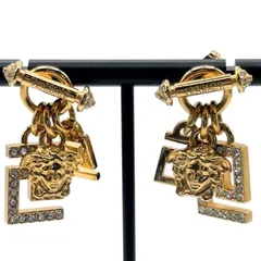 VERSACE ヴェルサーチ ピアス グレカ メデューサ ラインストーン ゴールドカラー 両耳 アクセサリー ビジュー アシンメトリー  チャーム ベルサーチ メンズ レディース 男女兼用【送料無料】のサムネイル
