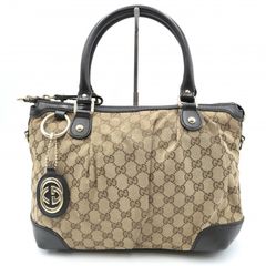 美品】GUCCI GGパターン ハンドバッグ ベージュ ホワイト キャンバス