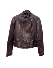 ラルフローレン RalphLauren ローレン LAUREN ライダースジャケット サイドベルト ジップアップ ラムレザー バイカー ダークブラウン BROWN 茶色 200010752 ジャケット 無地 ブラウン サイズ6 104LT-553のサムネイル
