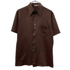70s vintage Wrangler 半袖 無地シャツ M～ ブラウン ラングラー ホダン 胸ポケット 70年代 ロングポイント シンプル 夏物 a807-5476のサムネイル