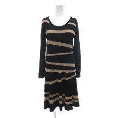 ソニアリキエル SONIA RYKIEL コレクション ニットワンピース ロング ボーダー ウール 38 黒 ブラック ベージュ  長袖 /TQ ■GY99のサムネイル