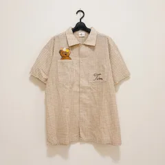 USJ ユニバーサルスタジオジャパン Tim ティム シャツ サガラ刺繍 半袖 ベージュ チェック ユニセックス Lサイズ 綿100% コットン ミニオン グッズのサムネイル