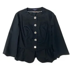 Ig9 BURBERRY LONDON バーバリーロンドン ペプラムジャケット 七分袖 ストレッチ サイズ40 ブラック レディース フォーマルo07tのサムネイル