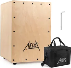 AKLOT カホン, ボックスドラム Cajon 木製 パーカション 打楽器 ケース付き 内部調節可能なスネア 初心者・プロ (30.5 x 30.5 x 45.7cm)のサムネイル