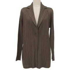 極美品▲PLEATS PLEASE プリーツプリーズ イッセイミヤケ PP51-JA451 カーディガン ジャケット カーキ系 2 日本製 正規品 レディースのサムネイル