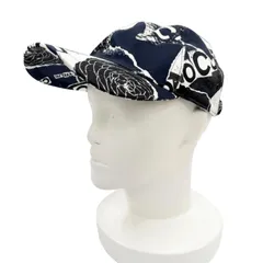 極美品◇CHANEL シャネル 20P コットン100％ ココマークボタン付き カメリア カンボン通り柄 キャップ ブラック ネイビー イタリア製のサムネイル