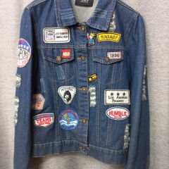 Wild FableダメージカスタムデニムジャケットLワッペンバッジ aw179 