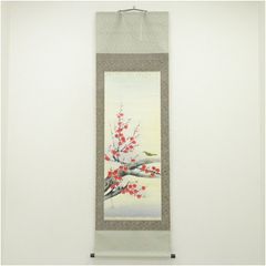 渓月筆 四季花 肉筆絹本掛軸 掛け軸 床の間 書 おしゃれ 絵画 表具
