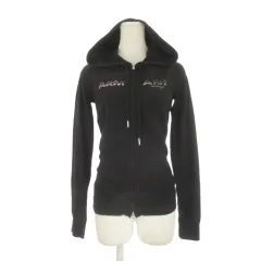 アルマーニエクスチェンジ A/X ARMANI EXCHANGE ジップアップパーカ S 黒 ブラック ロゴプリント ラインストーン フーディ /CK11 ■ECC006のサムネイル